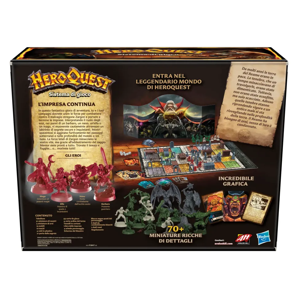 Avalon Hill Heroquest, Gioco Di Avventura Fantasy Con Oltre 65 Miniature, Dai 14 Anni In Su, Per 2-5 Giocatori (Versione Italiana)