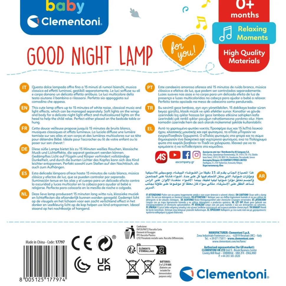 Baby Clementoni Good Night Lamp Luce Notturna E Proiettore Luce