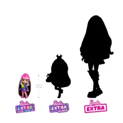 Barbie Barbie Extra Mini Minis, Bambola Con Capelli Castani E Abito Di Maglia Con Alieno, Abiti E Accessori Con Simbolo Della Pace, Giocattolo Per Bambini, 3+ Anni, Hln46