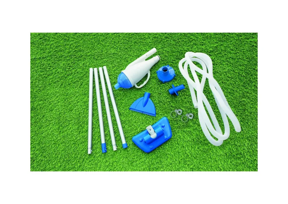 Bestway Aspiratore Funziona Con Pompe Da 2.006 Lt/H E Superiori, Tubo Da Mt. 6 E Mm. 32 Di Diametro Incluso, Ideale Per Tutte Le Piscine, Asta In Alluminio In 4 Sezioni, 3 Adattatori