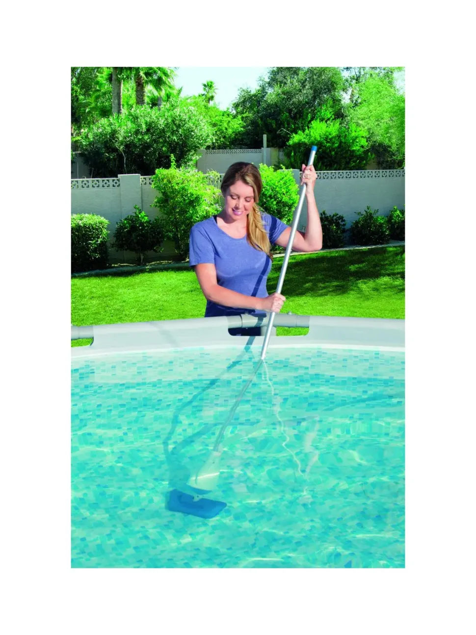 Bestway Aspiratore Funziona Con Pompe Da 2.006 Lt/H E Superiori, Tubo Da Mt. 6 E Mm. 32 Di Diametro Incluso, Ideale Per Tutte Le Piscine, Asta In Alluminio In 4 Sezioni, 3 Adattatori