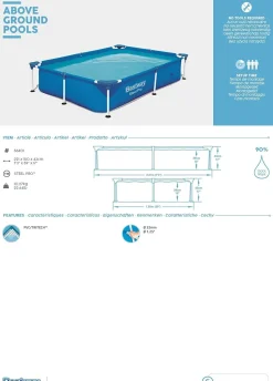 Bestway Piscina Steel Pro Frame Rettangolare 221X150X43 Cm