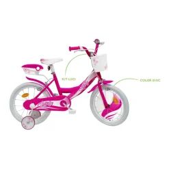 Bicicletta 14 Fucsia Bauletto, Cestello E Disco Colorato Nella Ruota Anteriore Inclusi Adatta Per Bambini Dai 5-7 Anni