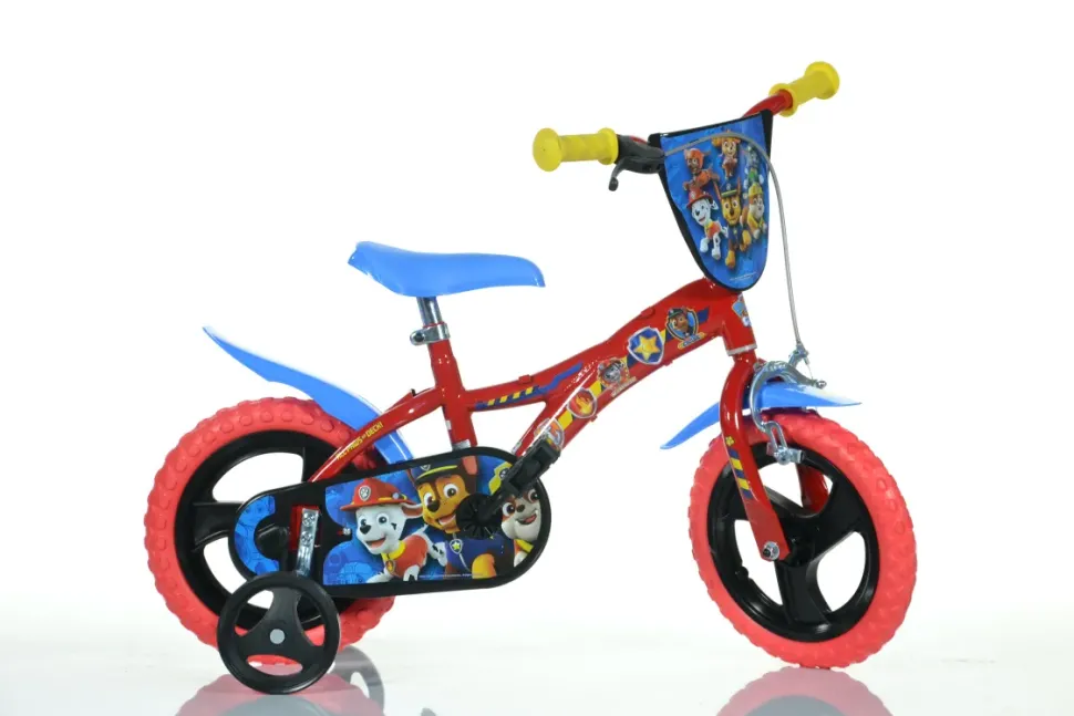 Bicicletta Per Bambini 12 Paw Patrol Telaio In Acciaio, Ruote In Gomma Gonfiabili, Stabilizzatori Di Serie E Freno Anteriore Ideale Per Bambini Di Altezza 87-100Cm, 3-5 Anni