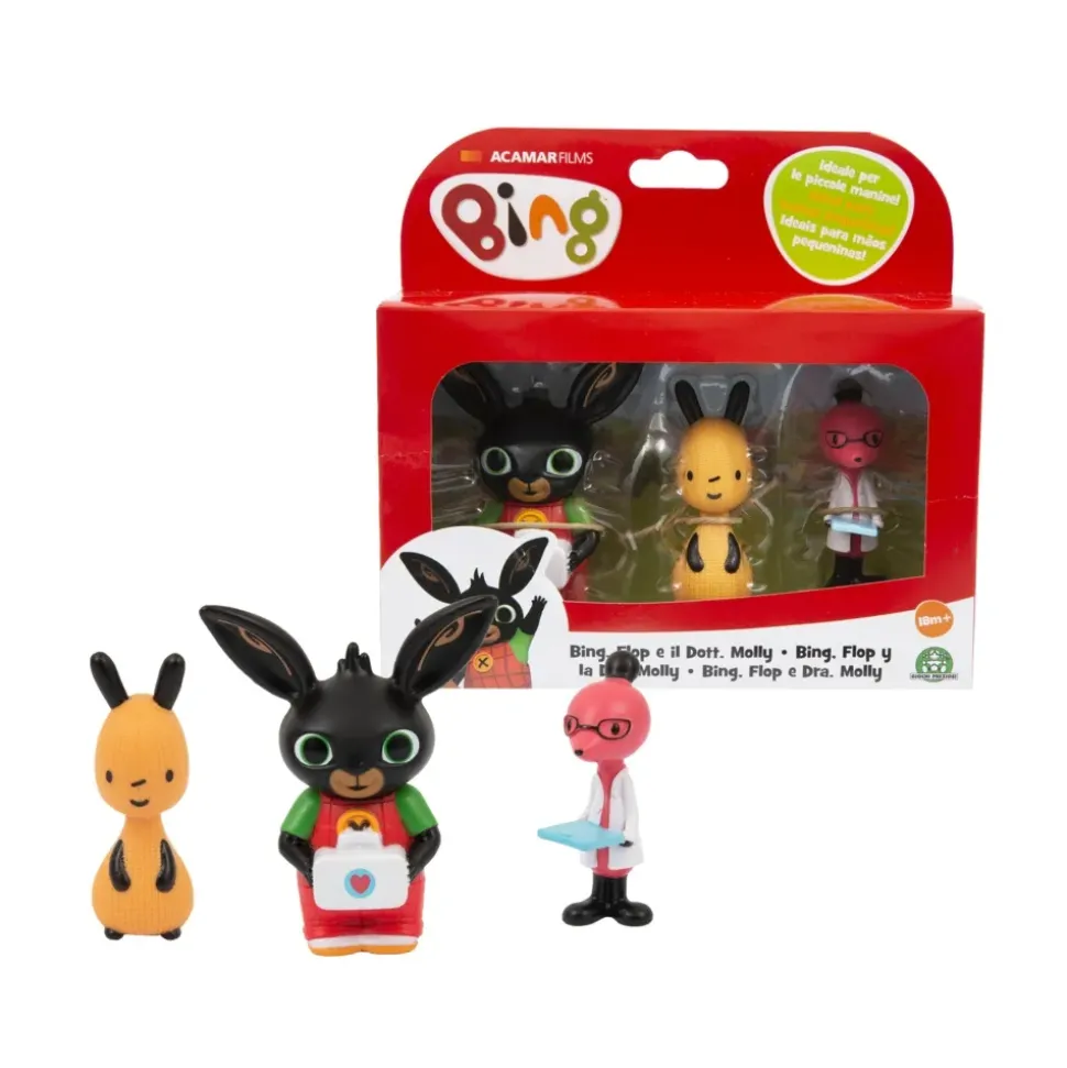 Bing Set 3 Mini Personaggi, Bing, Flop E Dottor Molly, Dai Colori Luminosi E Dalle Giuste Dimensioni Per Le Mani Dei Piu Piccoli