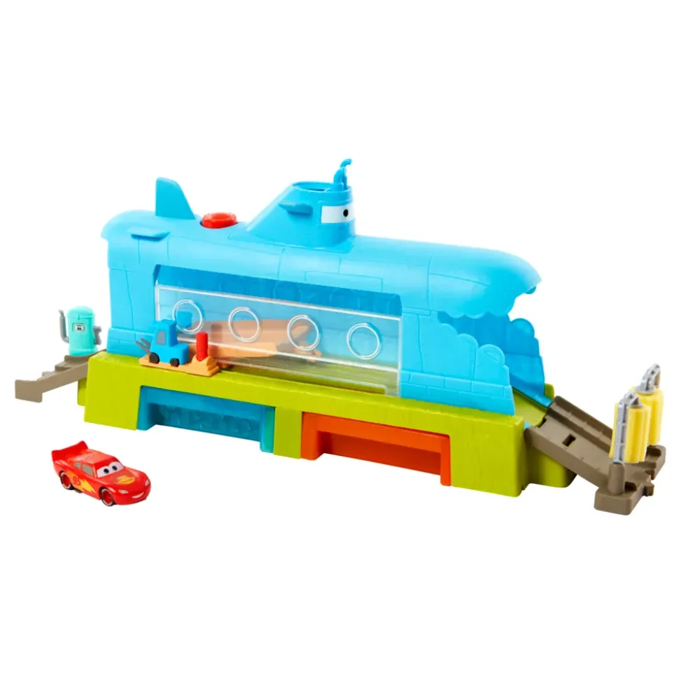Cars Disney Pixar Auto Sottomarino Playset Per Lavaggio, Con Macchinina Saetta Mcqueen Che Cambia Colore Con L'Acqua; Giocattolo Per Bambini 4+ Anni