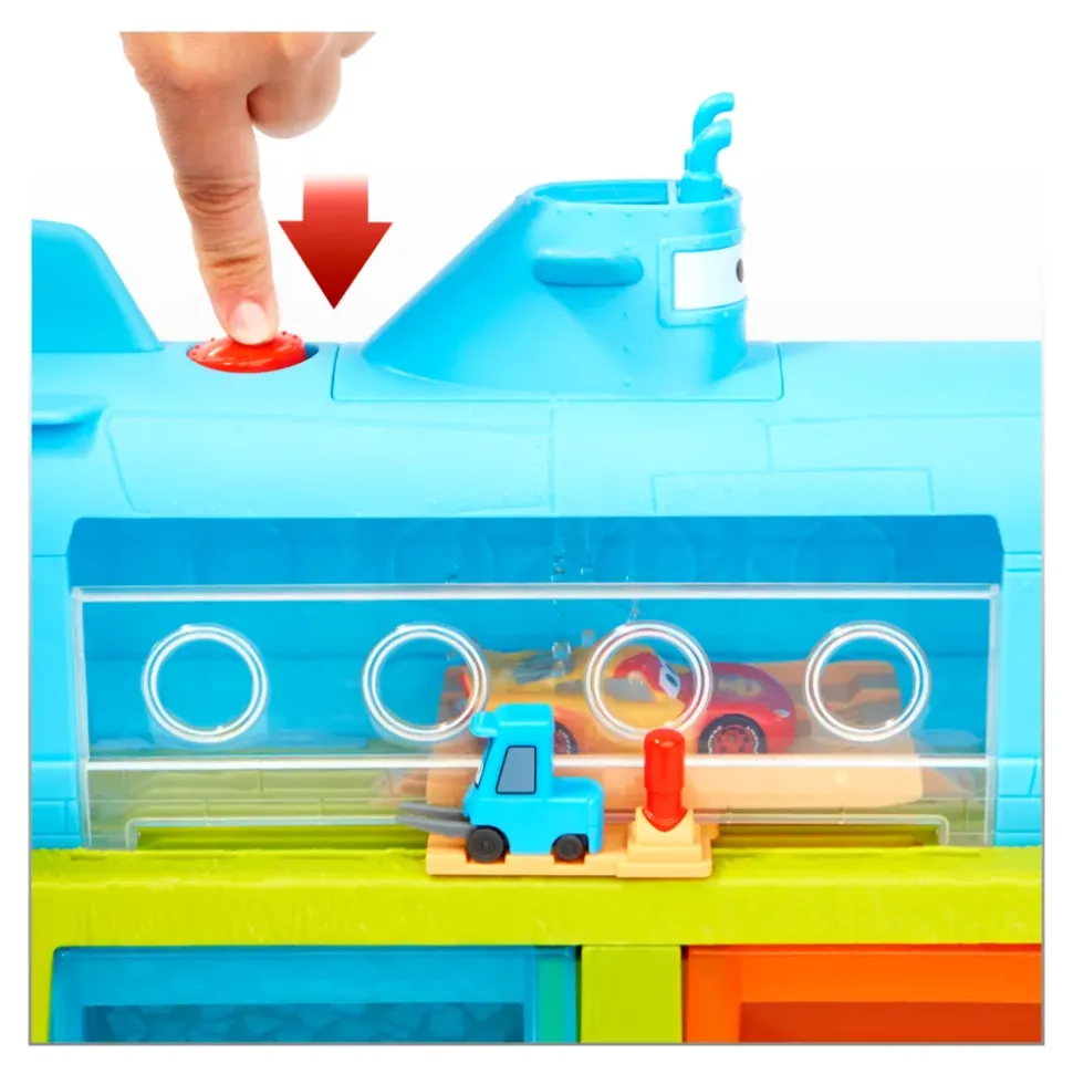 Cars Disney Pixar Auto Sottomarino Playset Per Lavaggio, Con Macchinina Saetta Mcqueen Che Cambia Colore Con L'Acqua; Giocattolo Per Bambini 4+ Anni