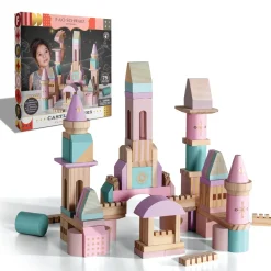 Castello Di Mattoncini In Legno Colorati Da 75 Pezzi