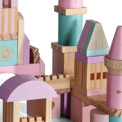 Castello Di Mattoncini In Legno Colorati Da 75 Pezzi
