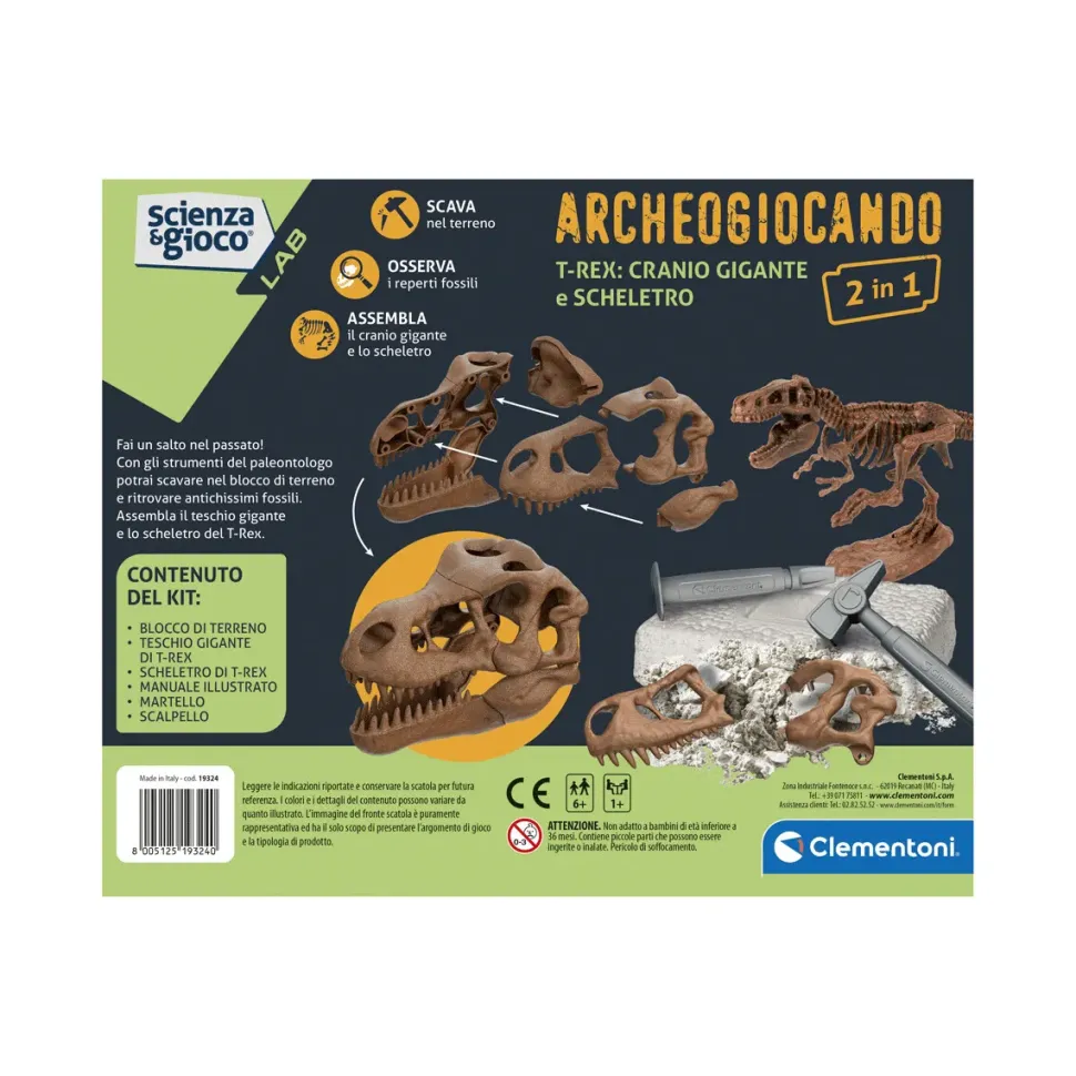 Clementoni 19324 Archeogiocando Kit T-Rex 2In1