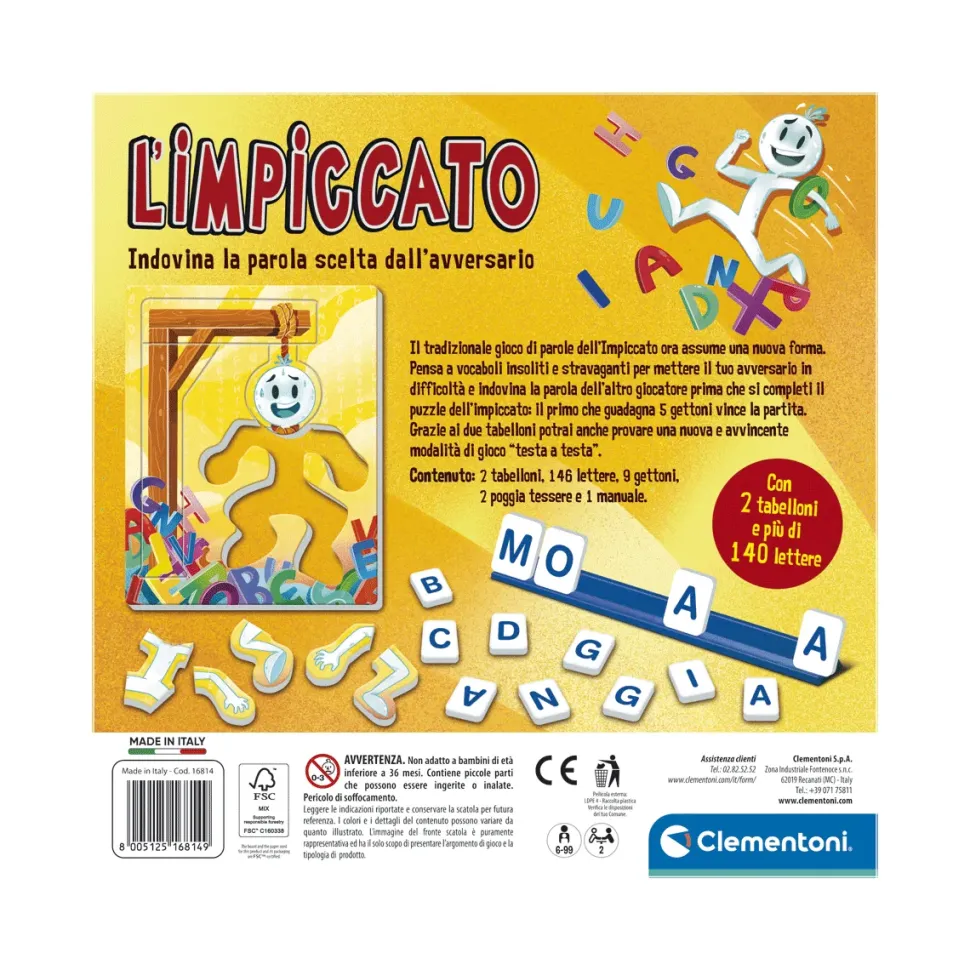 Clementoni L'Impiccato Gioco Da Tavolo Per Bambini, 16814