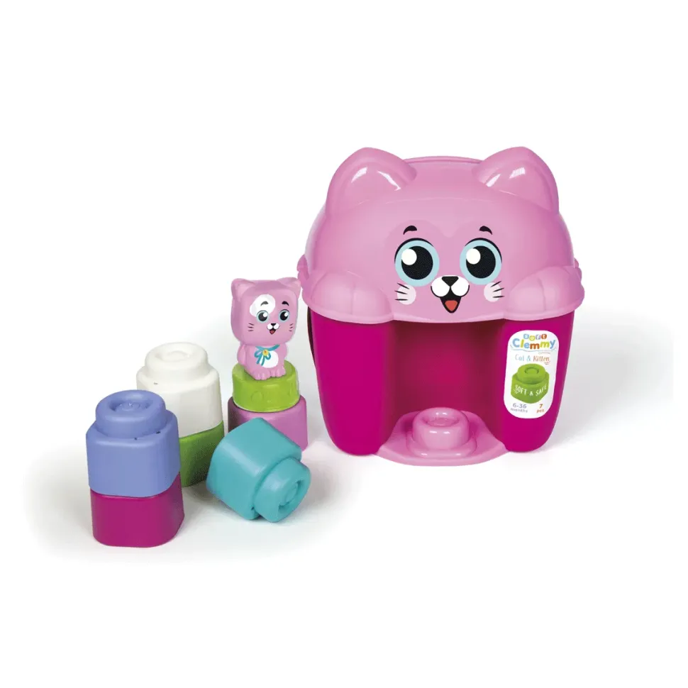 Clementoni Soft Clemmy Cat & Kitten Bucket, Mattoncini Morbidi