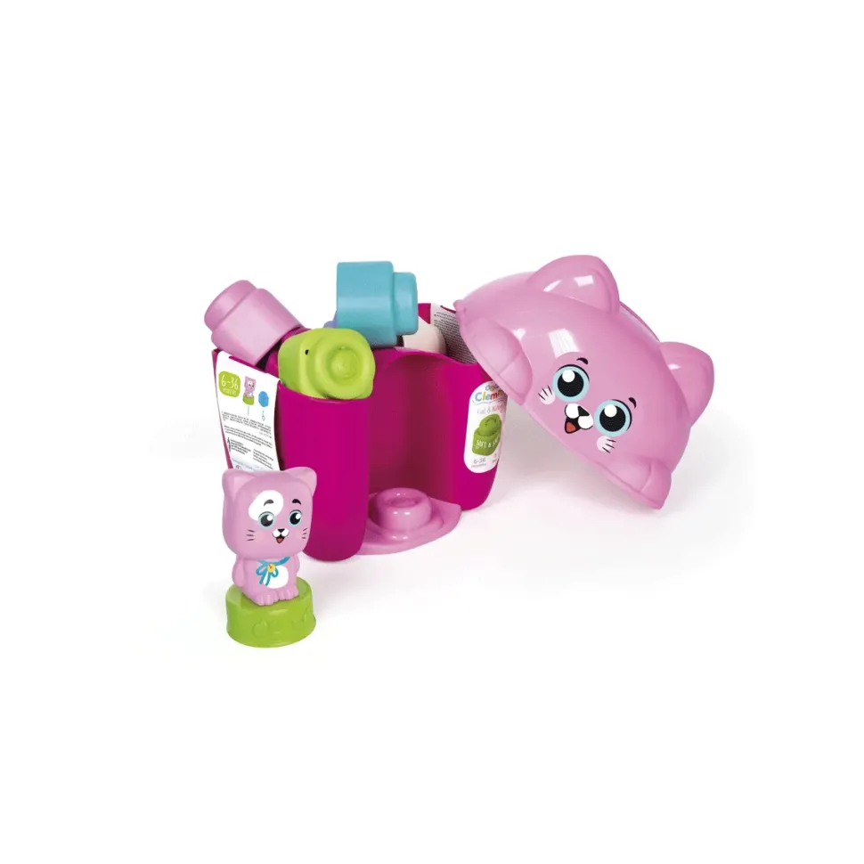 Clementoni Soft Clemmy Cat & Kitten Bucket, Mattoncini Morbidi