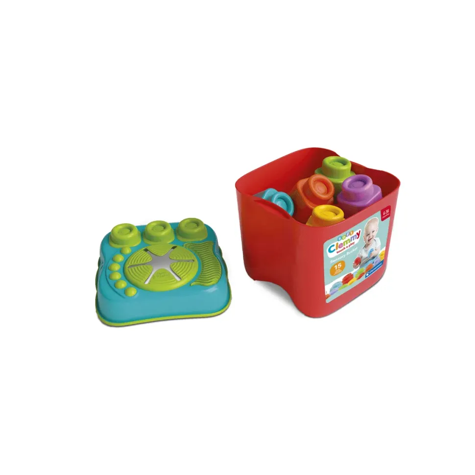 Clementoni Soft Clemmy Touch, Build And Play Sensory Bucket, Mattoncini Morbidi