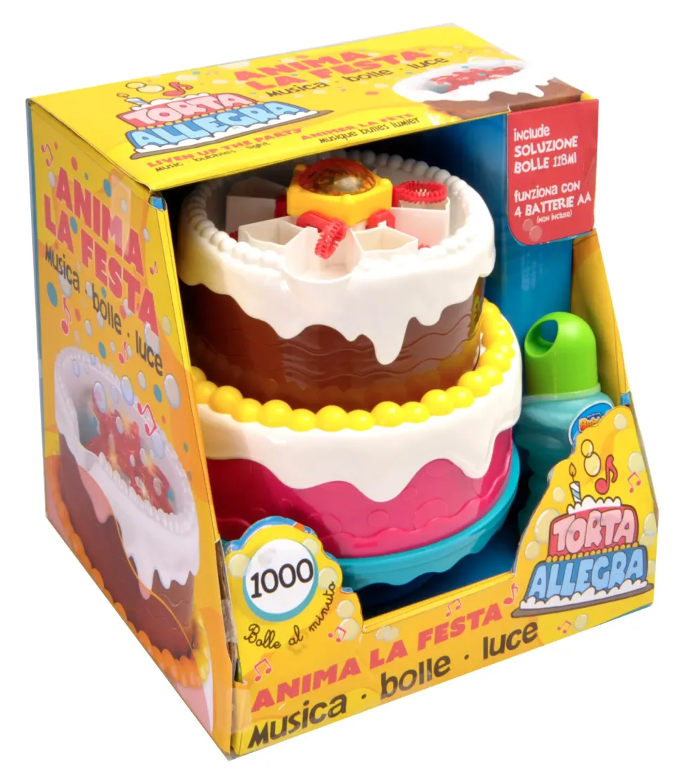 Coloratissima Torta Di Compleanno Sparabolle Con Luci E Musica