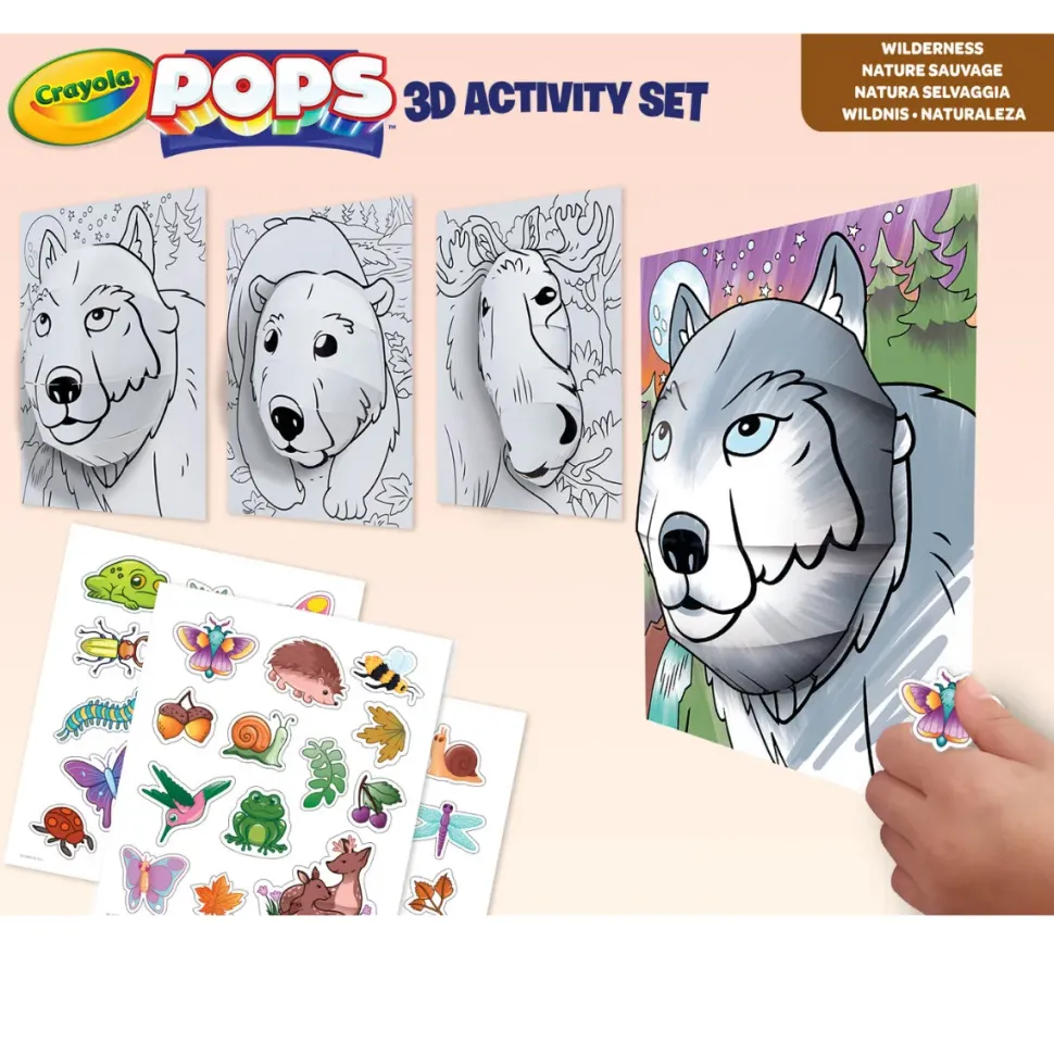 Crayola Pops 3D Activity Set Lupo E Natura Selvaggia Colora E Crea Disegni Tridimensionali