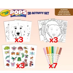 Crayola Pops 3D Activity Set Lupo E Natura Selvaggia Colora E Crea Disegni Tridimensionali