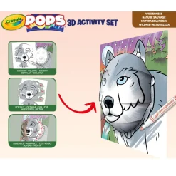 Crayola Pops 3D Activity Set Lupo E Natura Selvaggia Colora E Crea Disegni Tridimensionali