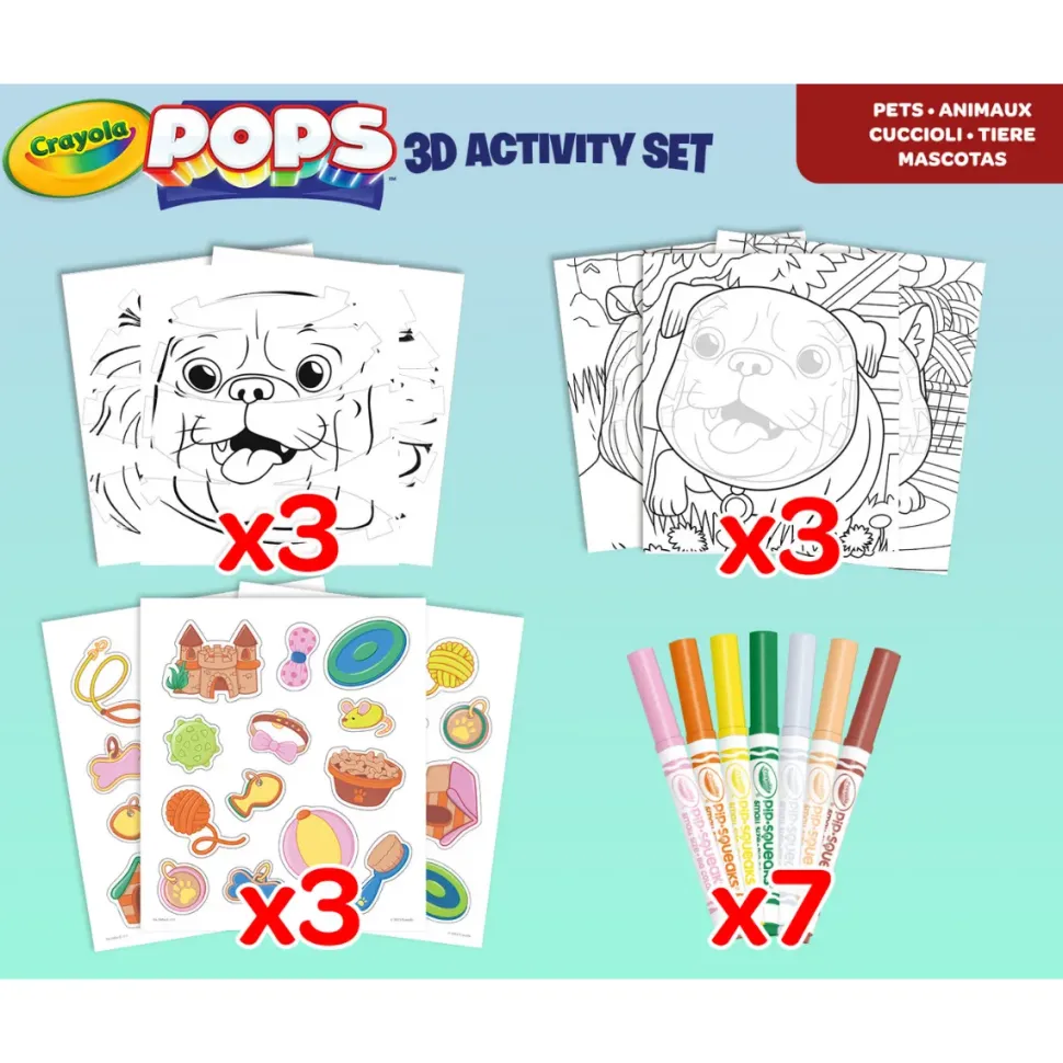 Crayola Pops 3D Activity Set Cuccioli 3 Soggetti Colora E Crea Disegni Tridimensionali