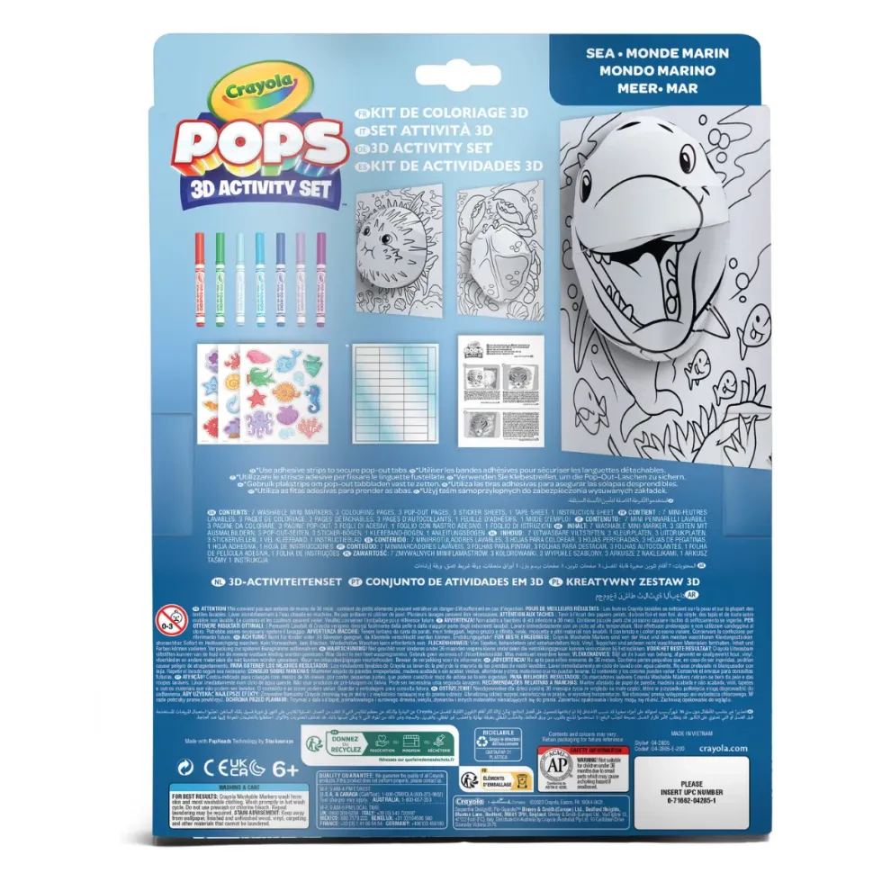 Crayola Pops 3D Activity Set Delfino E Mondo Marino Colora E Crea Disegni Tridimensionali