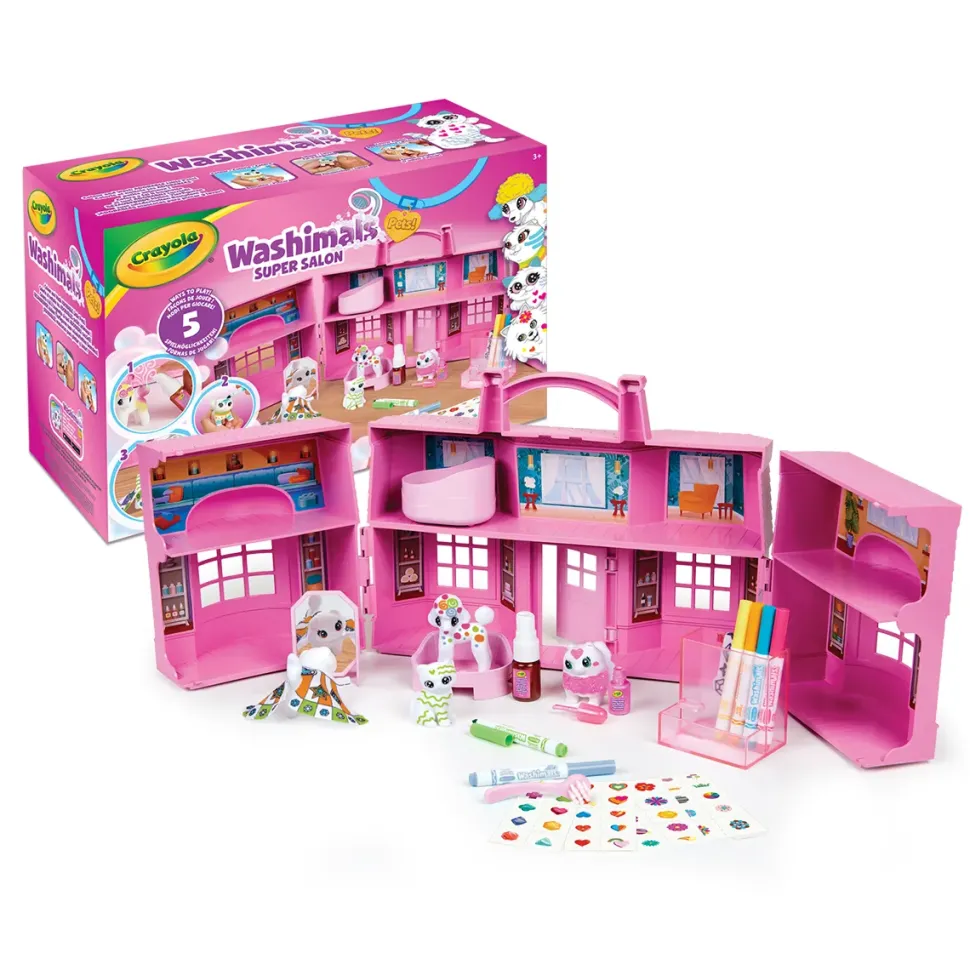 Crayola Washimals Super Salone Di Bellezza 5 Modi Per Giocare E Decorare! Colora E Fai Il Bagnetto Ai Tuoi Adorabili Cuccioli!