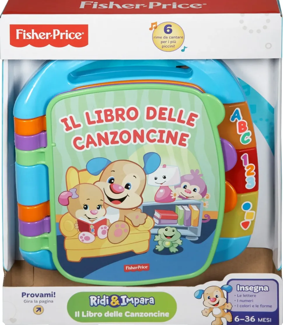 Fisher Price- Libro Delle Canzoncine Ridi E Impara, Imparare Parole, Lettere E Numeri, Bambini Dai 6 Mesi