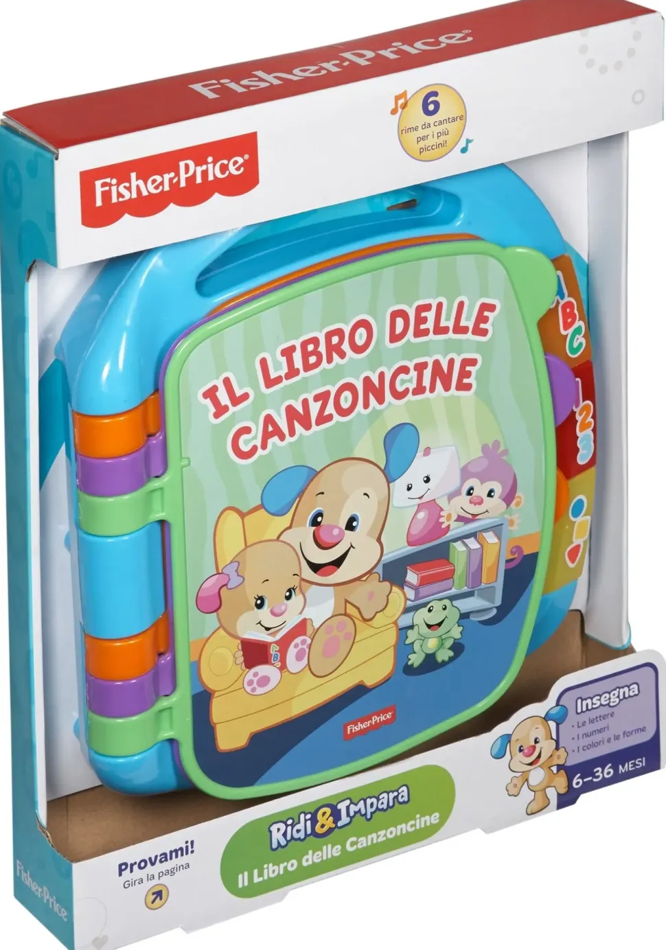 Fisher Price- Libro Delle Canzoncine Ridi E Impara, Imparare Parole, Lettere E Numeri, Bambini Dai 6 Mesi