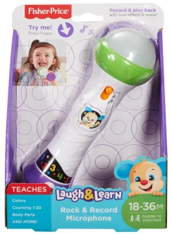 Fisher Price Microfono Baby Rock, Giocattolo Per Imparare Cantando Con 2 Modalita Di Gioco, Bambini 18 + Mesi, Multicolore