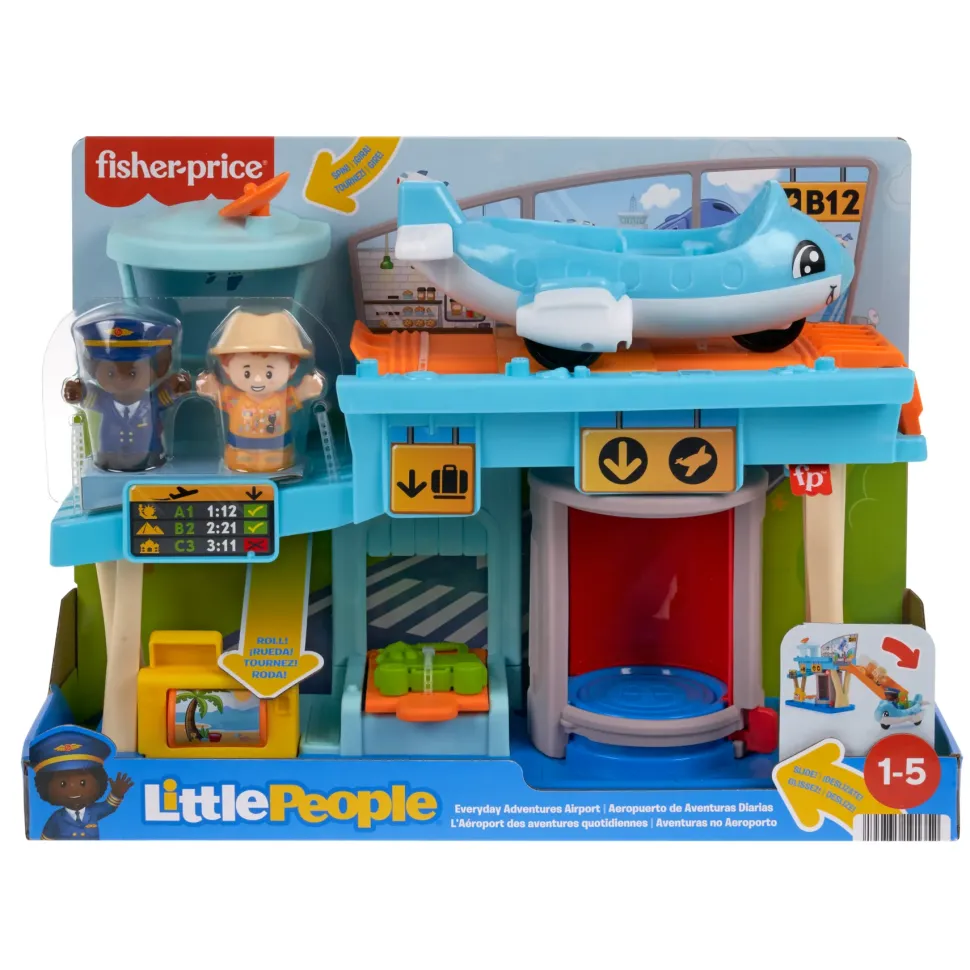 Fisher-Price Little People Avventure In Aeroporto, Playset Con Nastro Trasportatore Dei Bagagli, Include 1 Aereo, 2 Personaggi E Bagagli