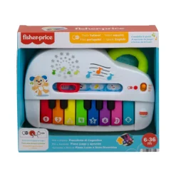 Fisher-Price Ridi & Impara Pianoforte Di Cagnolino Edizione Multilingue, Pianoforte Giocattolo Portatile Con Contenuti Educativi Per Bambini Dai 6 Ai 36 Mesi