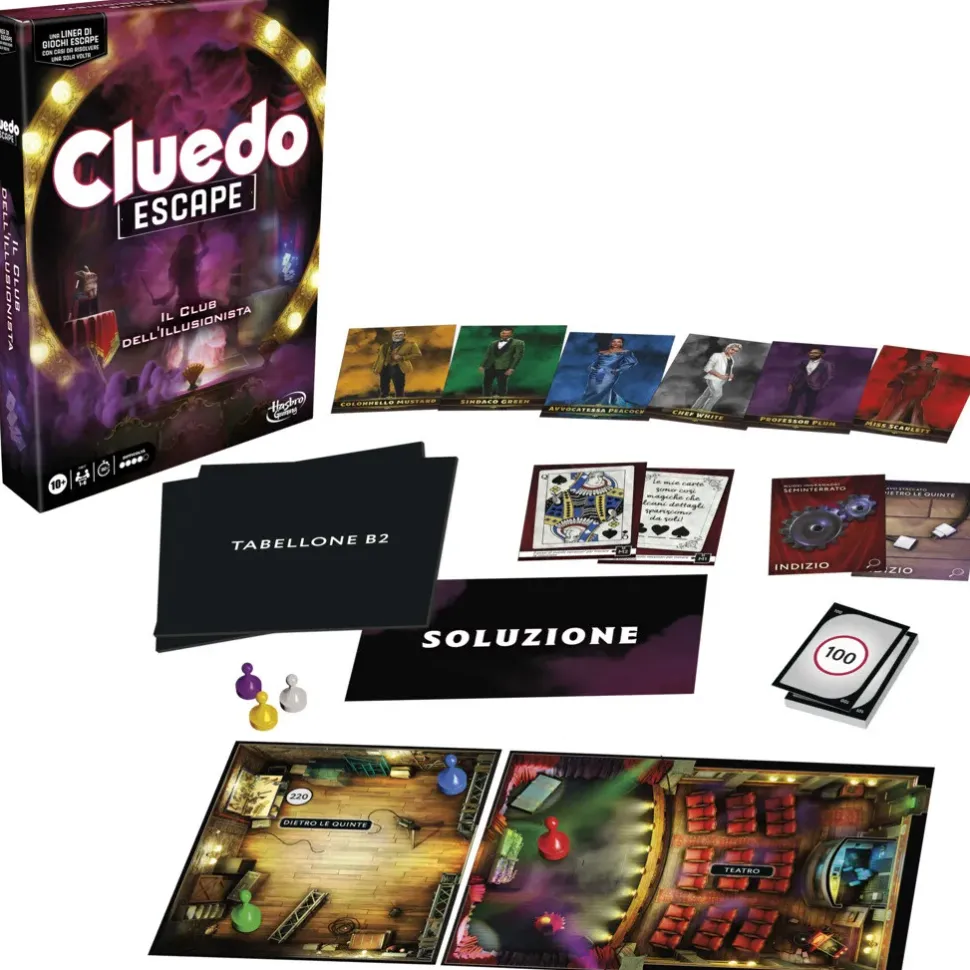Hasbro Gaming Cluedo Escape Il Club Dell'Illusionista, Gioco Di Mistero In Versione Escape Room