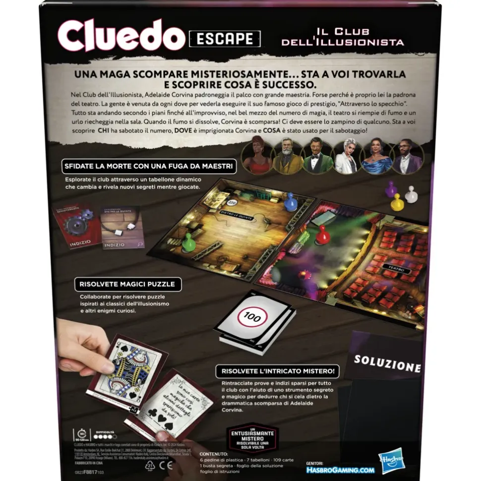 Hasbro Gaming Cluedo Escape Il Club Dell'Illusionista, Gioco Di Mistero In Versione Escape Room