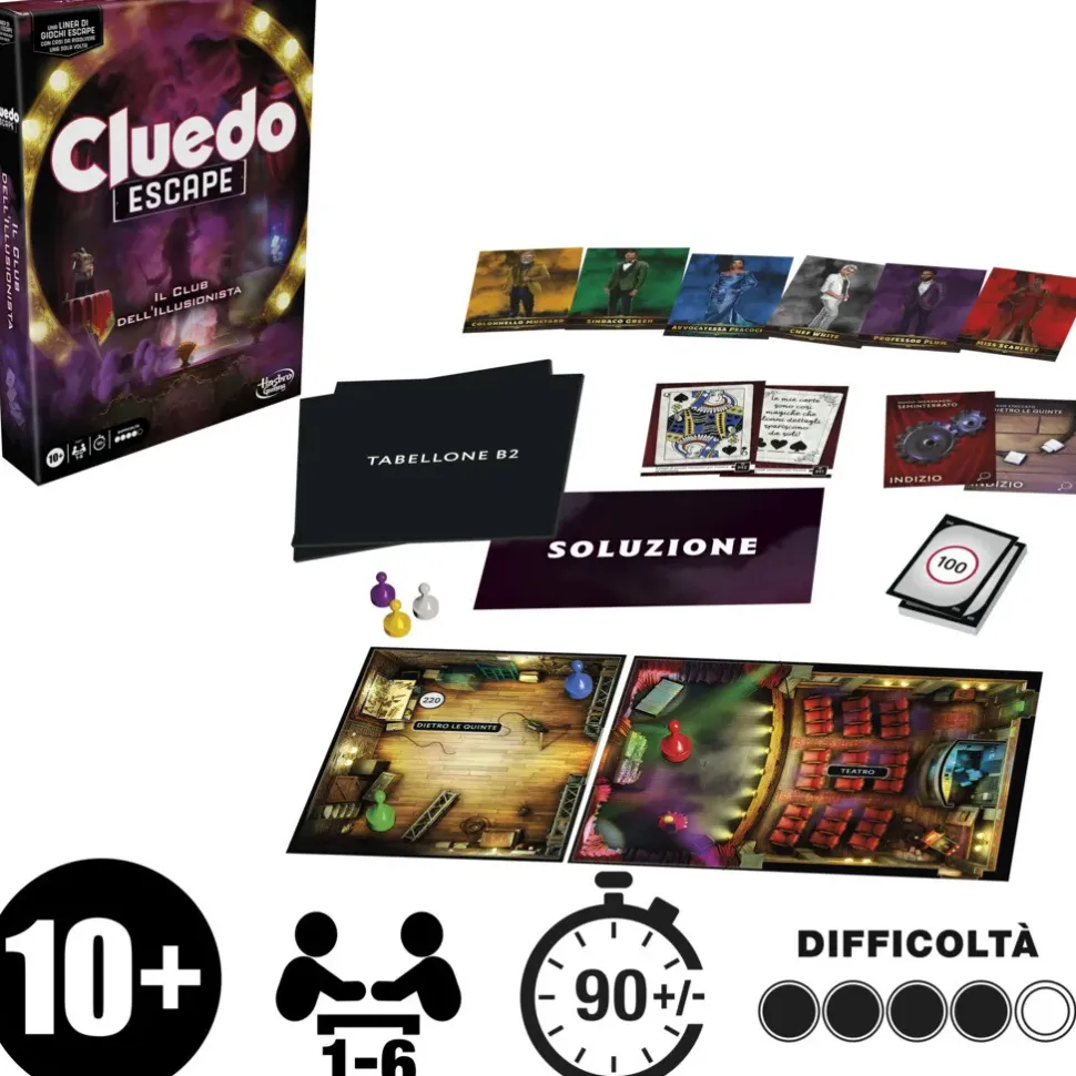 Hasbro Gaming Cluedo Escape Il Club Dell'Illusionista, Gioco Di Mistero In Versione Escape Room