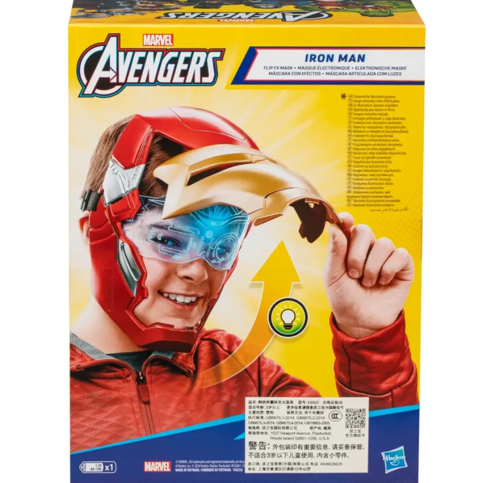 Hasbro Marvel Avengers, Maschera Flip Fx Di Iron Man, Con Effetti Luminosi, Replica Per Giochi D'Imitazione