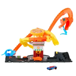 Hot Wheels Attacco Del Cobra In Pizzeria, Playset Con Pista A Spirale E Funzione A Scomparsa Casuale Con 3 Percorsi, Veicolo Incluso