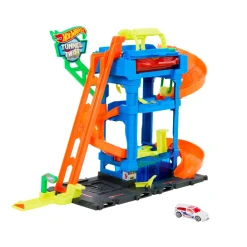 Hot Wheels Autolavaggio Con Tunnel, Playset Con Pista E Tunnel Che Spruzza Acqua, Include 1 Veicolo