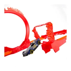 Hot Wheels Box Track Builder Con 1 Veicolo Hot Wheels Incluso, Confezione Modulabile Con E Accessori A Tema Fuoco Inclusi, Giocattolo Per Bambini, 4+ Anni, Hmc04