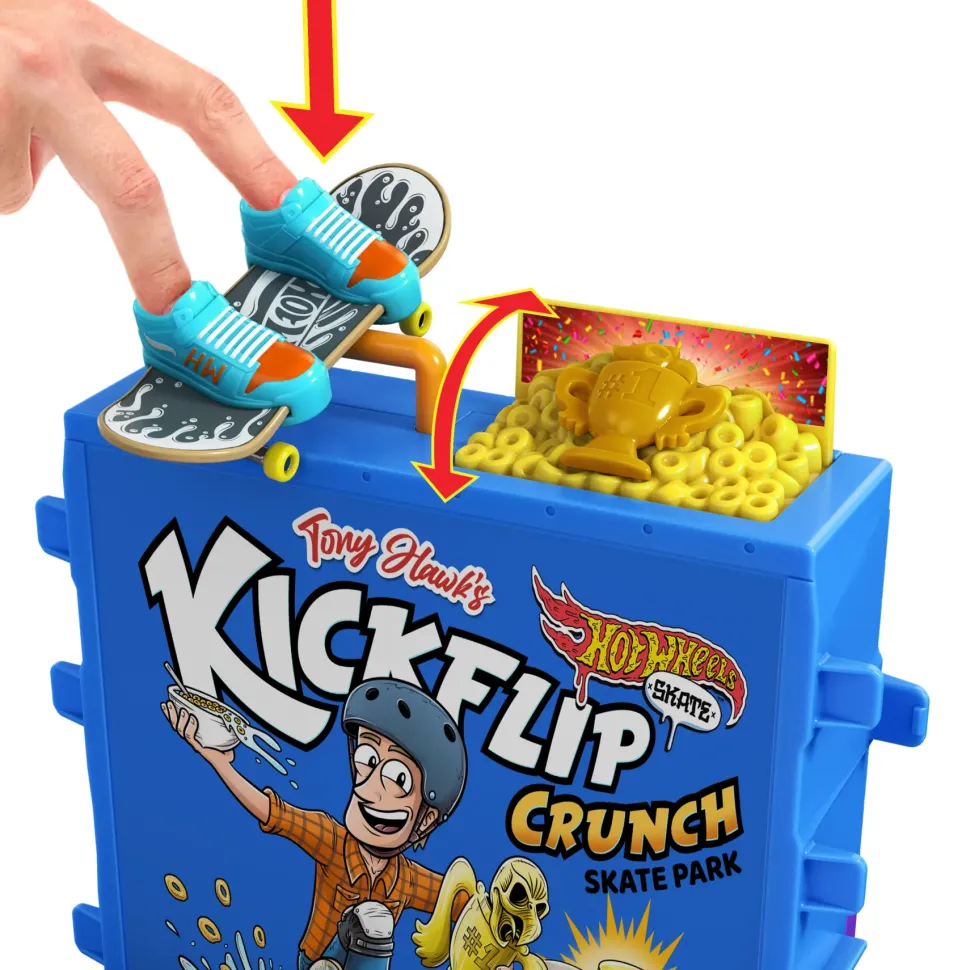 Hot Wheels Skate Ciotola Per Cereali Da Skate Di Tony Hawk, Playset A Tema Cereali Con 1 Fingerboard E 1 Paio Di Scarpine Da Skate