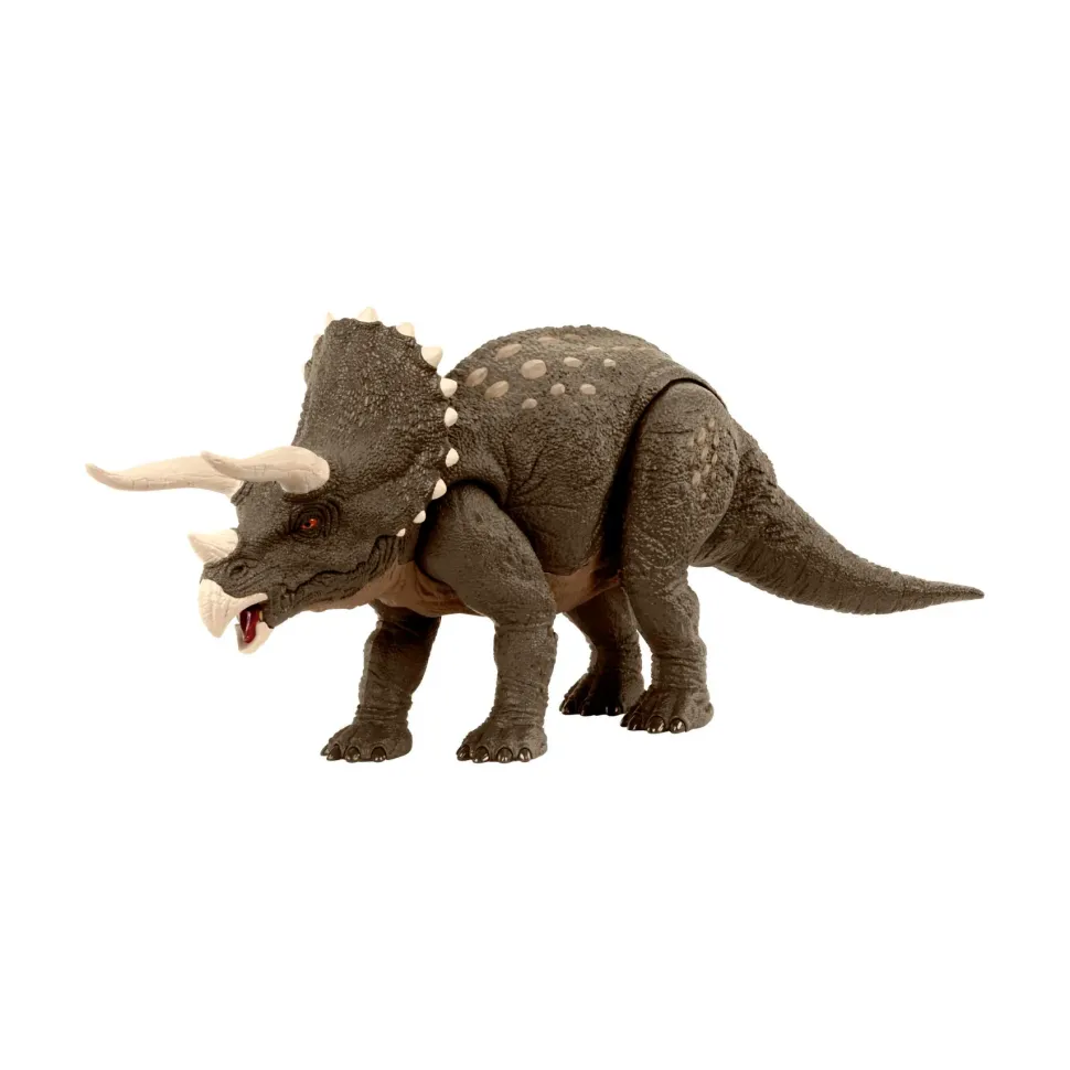 Jurassic World Triceratopo Protettore Dell'Habitat, Dinosauro Lungo 43+ Cm Difensore Del Deserto, Realizzato Per Il 60% In Plastica Riciclata, 4+ Anni, Hpp88