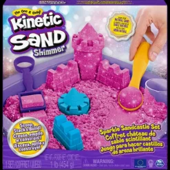 Kinetic Sand Castello Di Sabbia Glitterata Rosa, 5 Formine E Accessori
