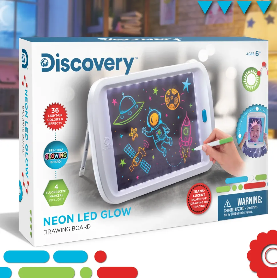 Lavagna Da Disegno Con Luci A Neon E 4 Pennarelli