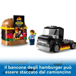 Lego City 60404 Furgone Degli Hamburger Giocattolo, Veicolo Per Bambini 5+ Anni, Camion Food Truck Con Accessori E 2 Minifigure