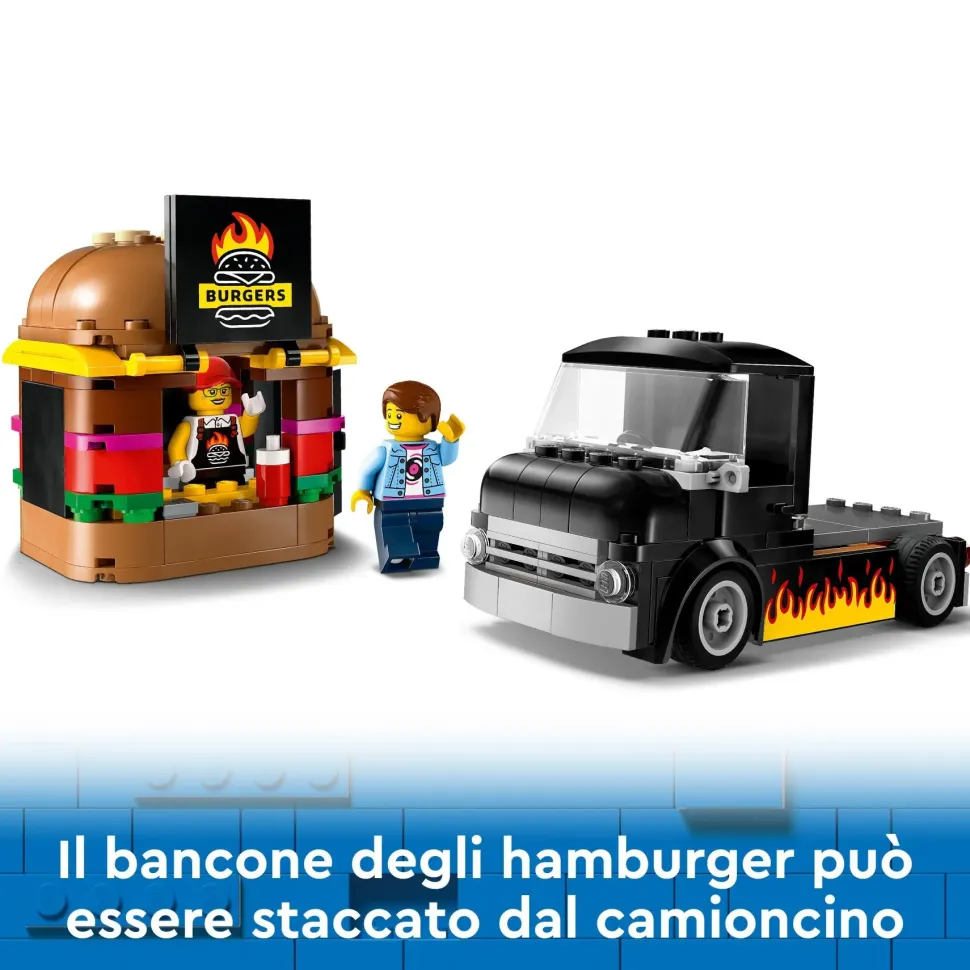 Lego City 60404 Furgone Degli Hamburger Giocattolo, Veicolo Per Bambini 5+ Anni, Camion Food Truck Con Accessori E 2 Minifigure