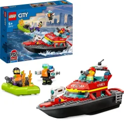 Lego City Fire 60373 Barca Di Soccorso Antincendio Dei Vigili Del Fuoco, Nave Giocattolo, Gommone E Minifigure, Idee Regalo