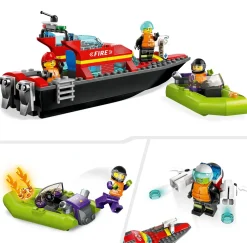 Lego City Fire 60373 Barca Di Soccorso Antincendio Dei Vigili Del Fuoco, Nave Giocattolo, Gommone E Minifigure, Idee Regalo