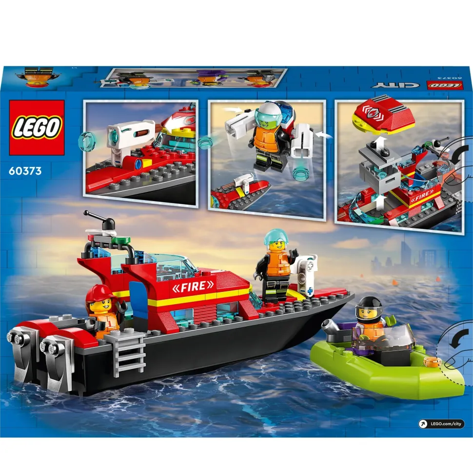 Lego City Fire 60373 Barca Di Soccorso Antincendio Dei Vigili Del Fuoco, Nave Giocattolo, Gommone E Minifigure, Idee Regalo