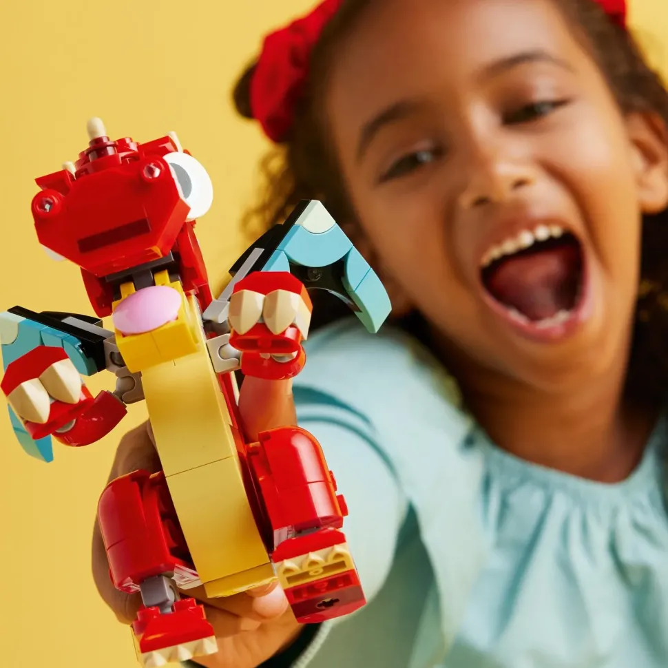Lego Creator 31145 3In1 Drago Rosso, Giochi Per Bambini Di 6+ Anni, Action Figure Ricostruibile In Pesce E Fenice Giocattolo