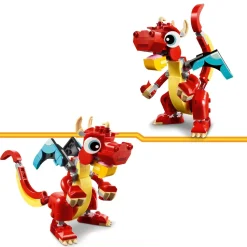 Lego Creator 31145 3In1 Drago Rosso, Giochi Per Bambini Di 6+ Anni, Action Figure Ricostruibile In Pesce E Fenice Giocattolo
