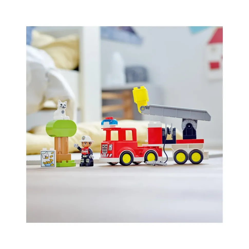Lego Duplo Town Autopompa, Camion Giocattolo Con Luci E Sirena, Figure Pompiere E Gatto, Giochi Educativi Per Bambini, 10969