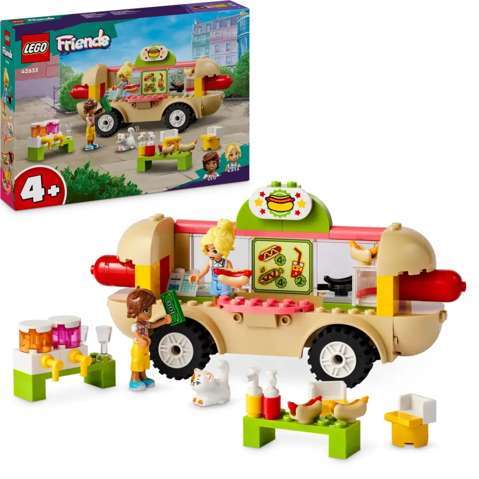 Lego Friends 42633 Food Truck Hot-Dog, Giochi Per Bambini 4+, Piccolo Camion Giocattolo Con Cucina, 2 Mini Bamboline E Gatto
